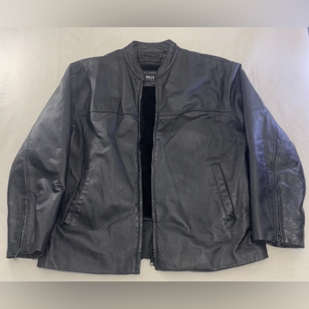 Pelle Cuir Men’s 100% Genuine Leather Black Jacket Fleece Lined Size XL